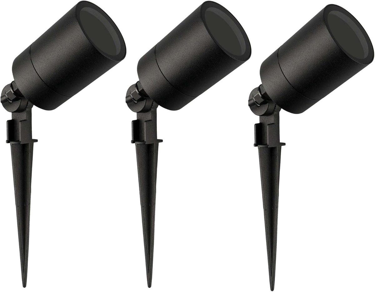 - 3X LED Spotlight, GU10 fitting, Zwart, 5W, IP65, Incl. Snelkoppeling