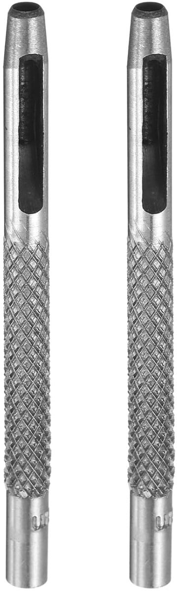 2 ponsen voor ronde gaten van leer, 3,5 mm gatenpons voor holle gaten van koolstofstaal, gereedschap voor het ponsen van ronde gaten voor riem/lederhandwerk