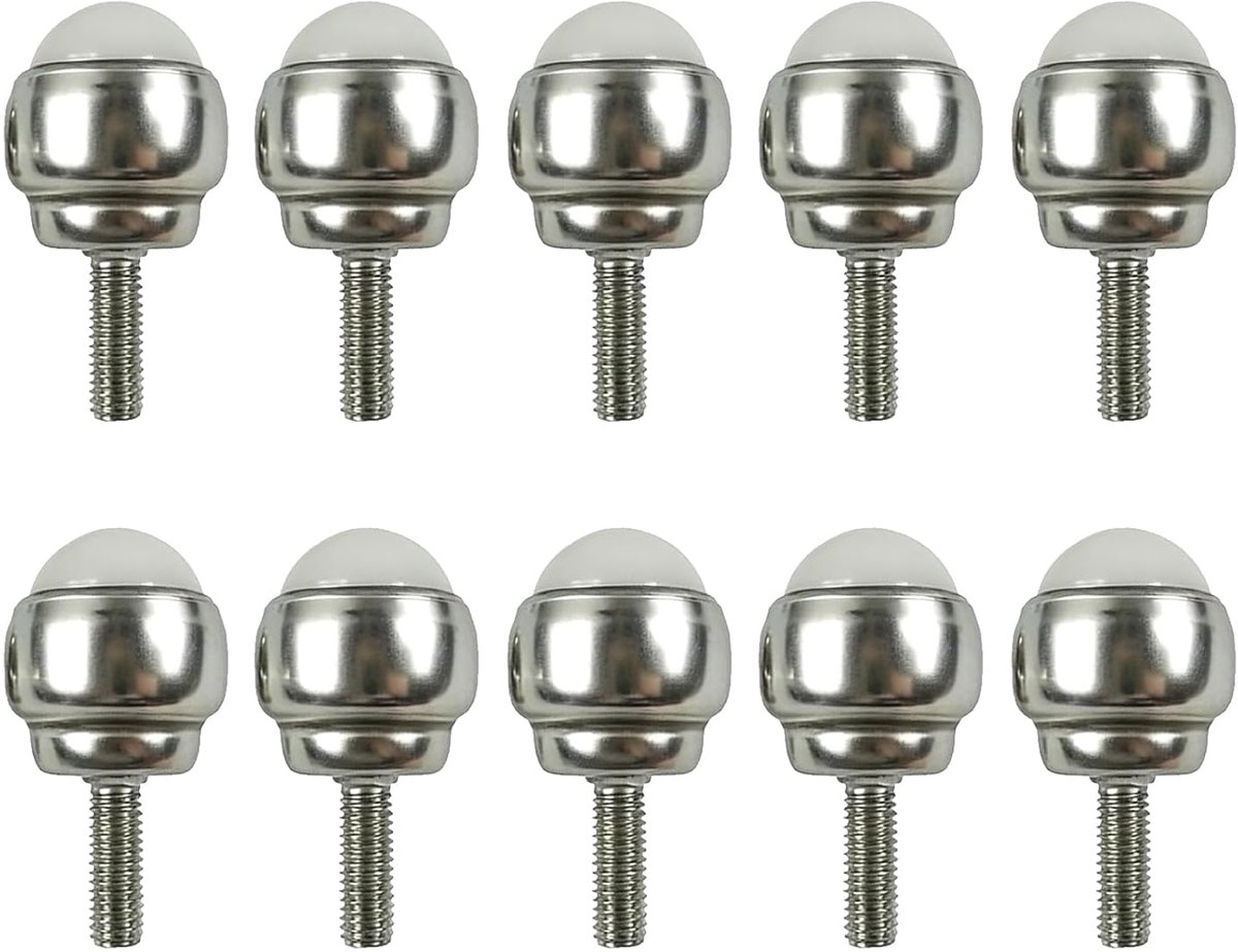 10Pcs Draaibare Kogelwielen, Koolstofstaal Bull'S Eye Stuurpen Wielen Met M5 Draadstang, Industriële Mini Universeel Kogellagerwiel Voor Meubels, Kabinet, Transportbanden (#2 Nylon Bal))