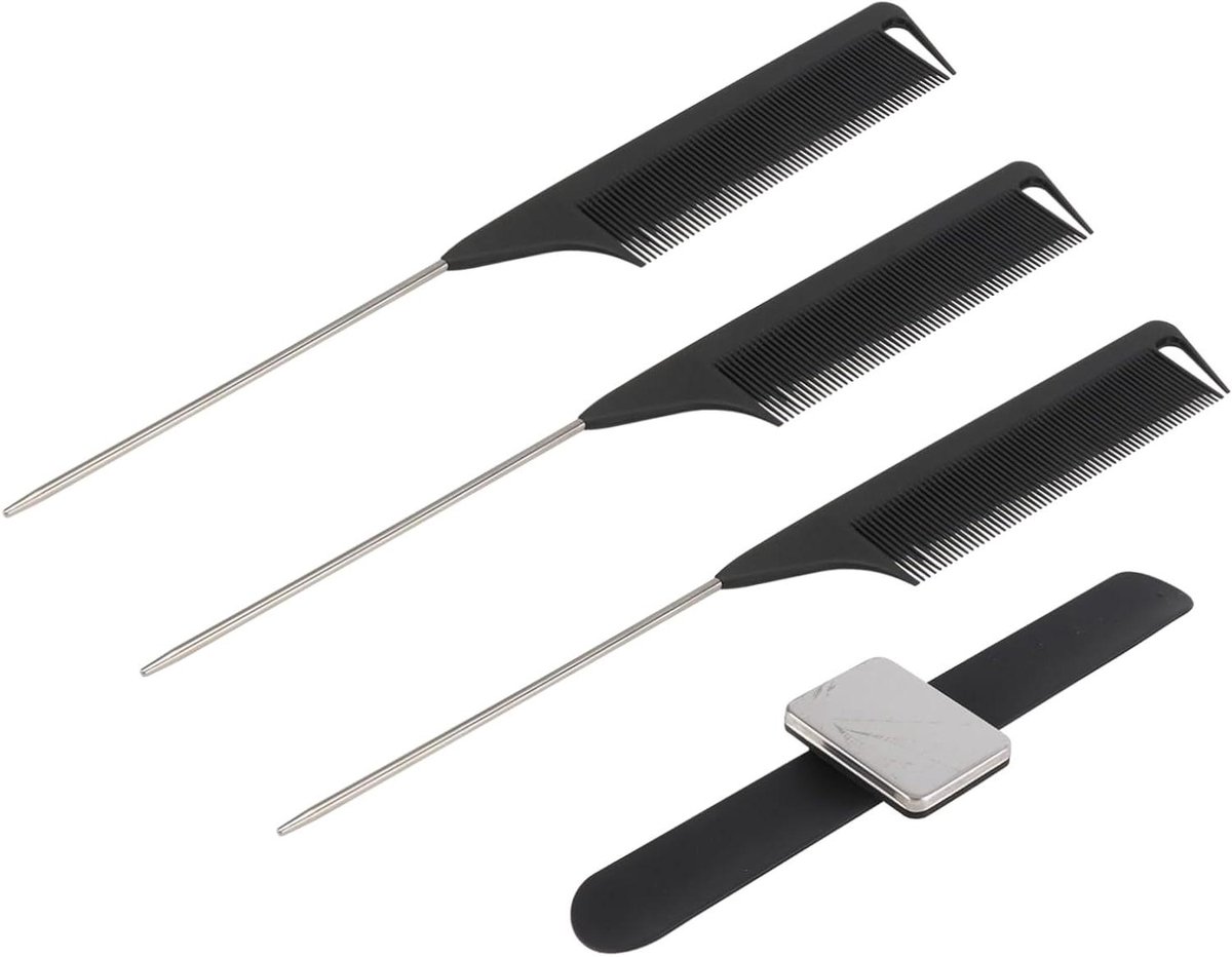 Kappersgereedschap Set - Staartkammen Haarclip - Haar Styling - Magnetische Polsband - 23.4 cm - Zwart