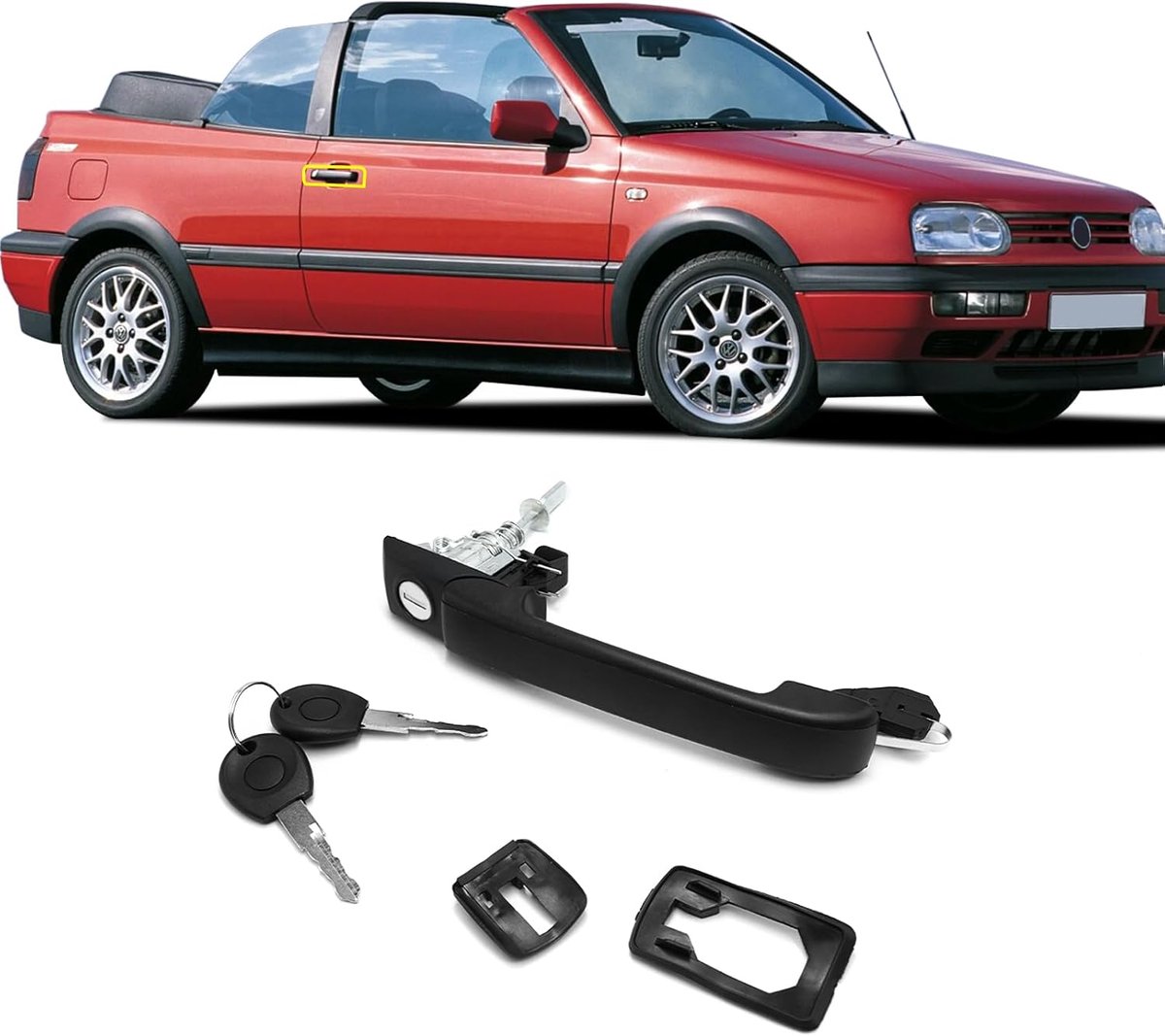 TTCR-II Compatible with door handle VW Golf 3 Golf 4 Cabriolet Variant 1991-2002 Vento 1991-1998, 1H0837207 exterior - ShopVlot