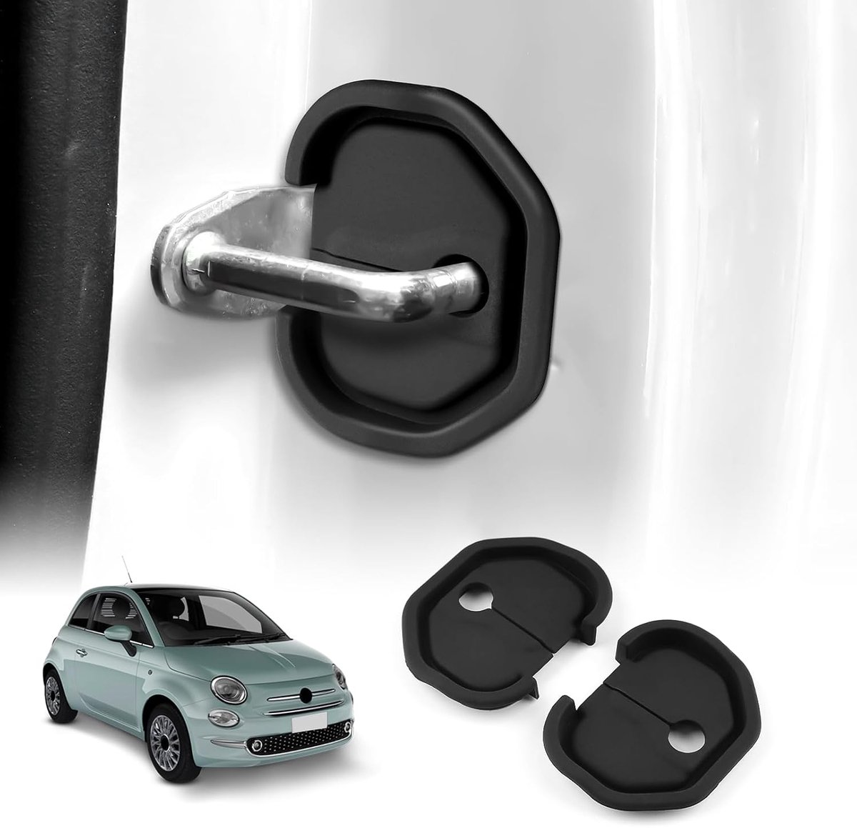 Silicagel cover autodeurslot - zwart - beschermt binnendelen - voor Fiat 500, Fiorino, Punto, Fullback, Qubo, Doblo, Panda