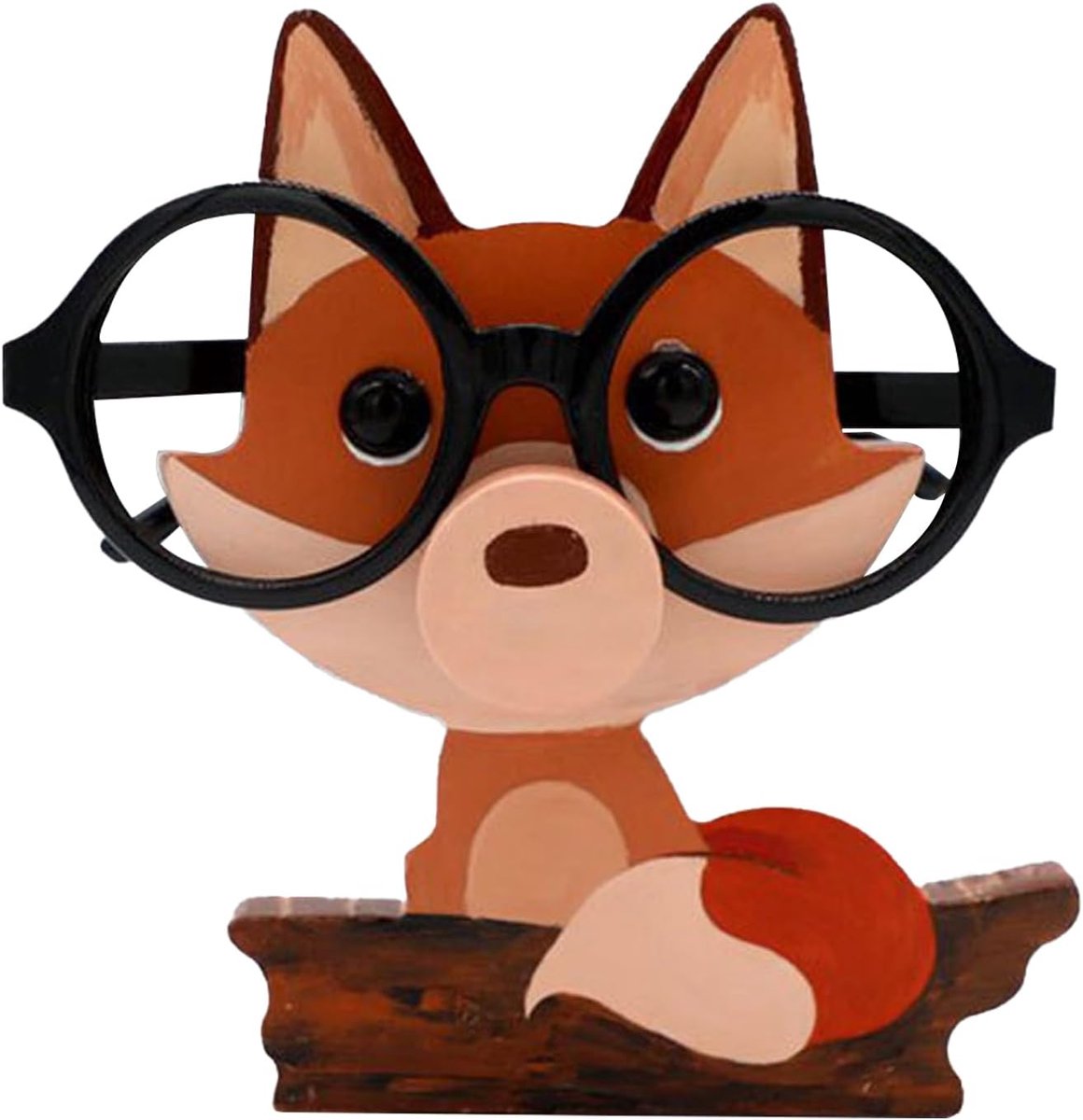 SnelShoppen - Houten Brilhouder, Brillenstandaard, Fox Puzzel Brilhouder, Deskdecoratie voor Kinderen en Volwassenen, Natuurlijke Houten Afwerking