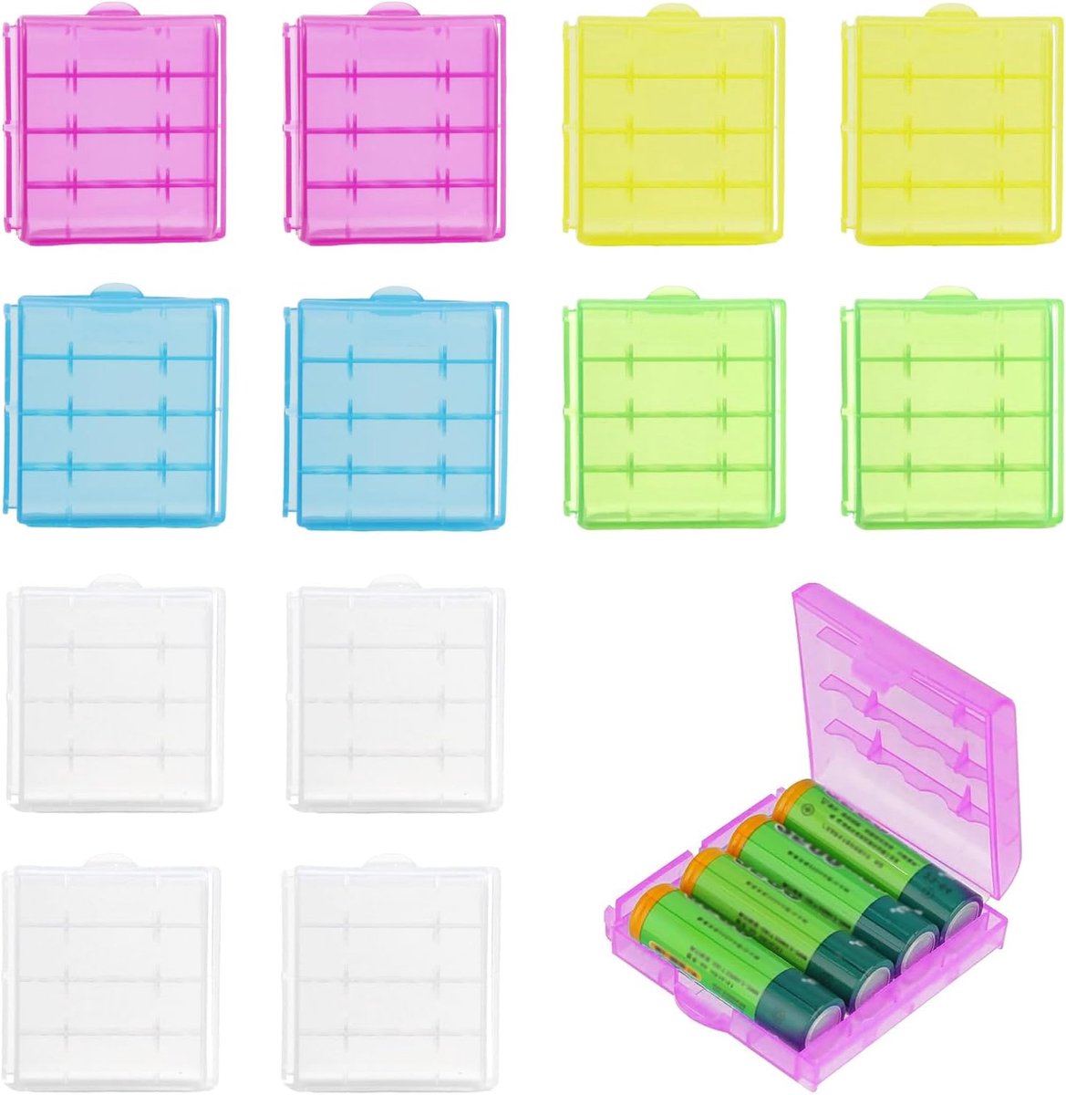 CHENYU Battery Holder, Pack of 12, Waterproof Protection, AA/AAA Battery Holder, Stylus, 5 Colours, Reusable, Battery - ShopVlot