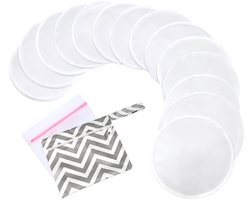 Zoogcompressen Borstvoedingspads van bamboevezel - 14 wasbare pads + waszak - Geschikt voor moeders die borstvoeding geven na de bevalling, bieden lekvrije, ademende en huidvriendelijke pads,14 - wit - 14 stuks