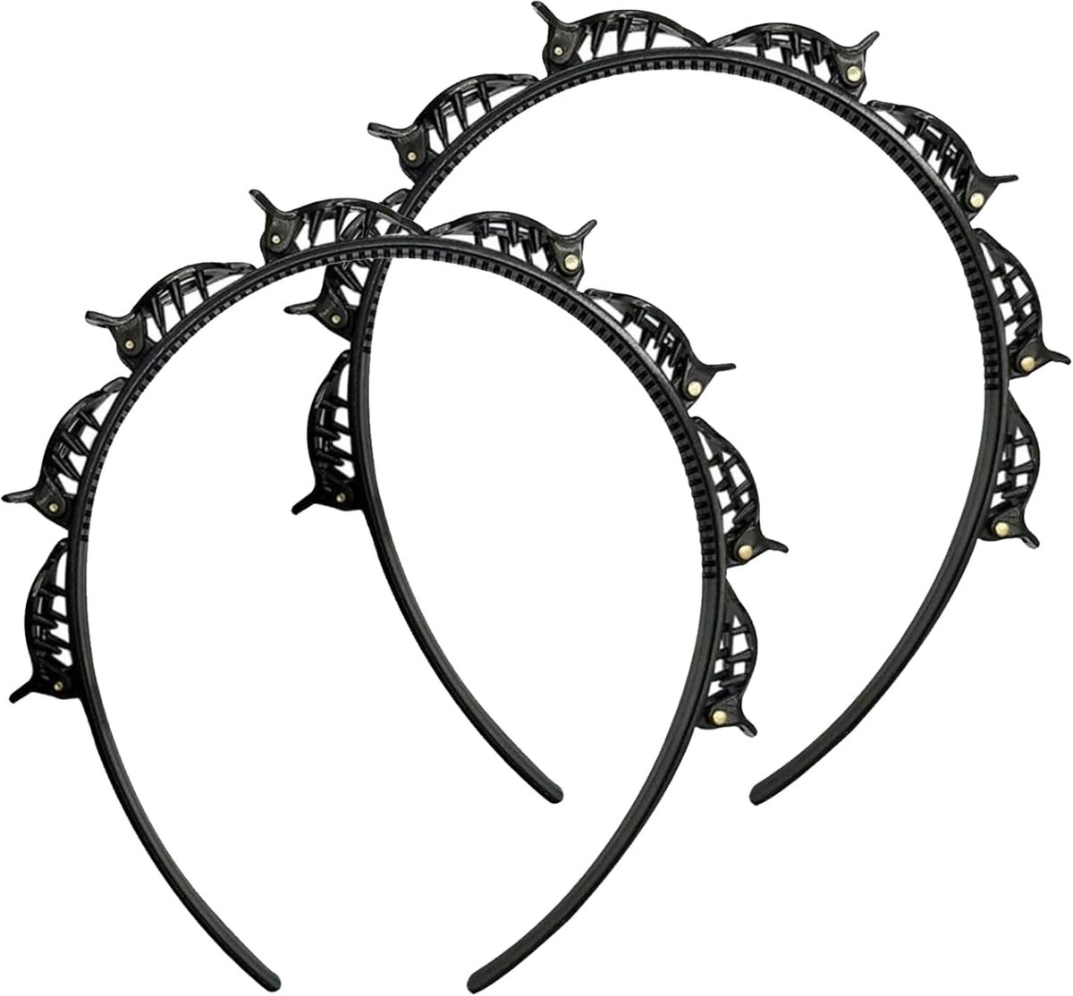 Set of 2 Hair Bands, Hair Band with Clips for Girls, Hair Band for Women, Hairband with Double Clip - ShopVlot