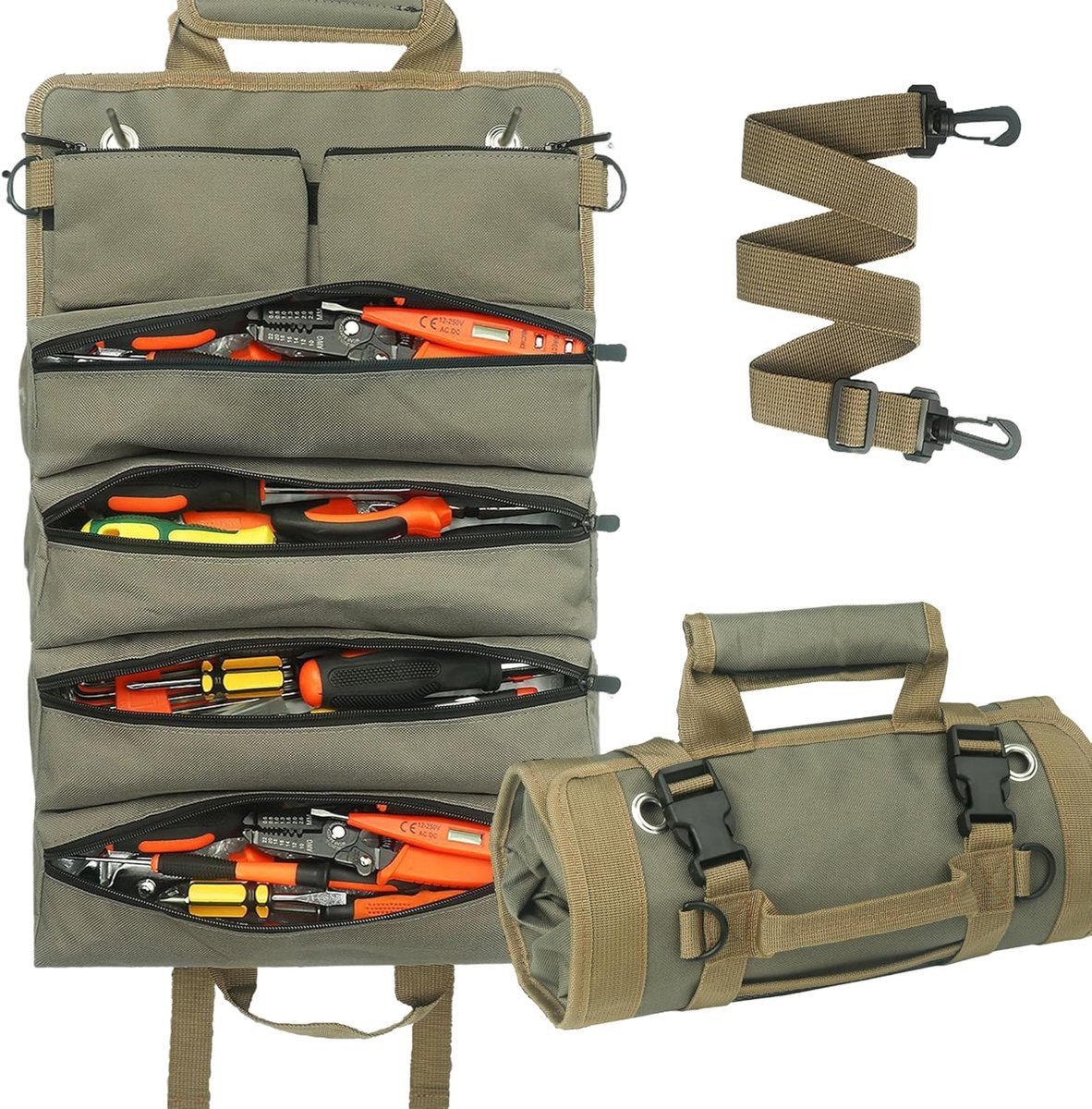 SnelShoppen - 17-Inch Grote Stevige Gereedschapstas Organizer, Multifunctionele Opslagtas met Verstelbare Schouderband, Voor Gereedschap en Materiaalo
