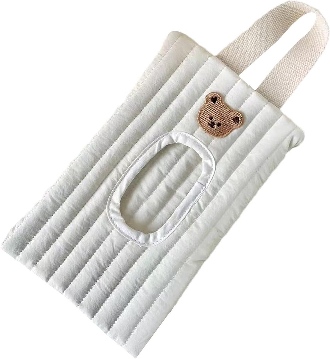 Draagbare Tissuehouder - Doekjes Dispenser - Reizen met baby - Met Handvatriem - 15x23cm - Wit