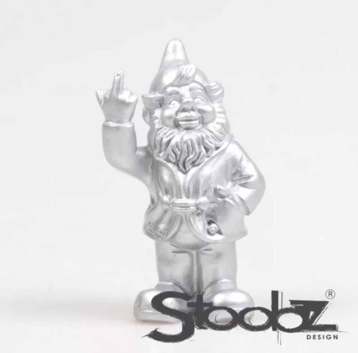 Stoobz F*ck you kabouter - 10 centimeter - Zilver - decoratief beeldje