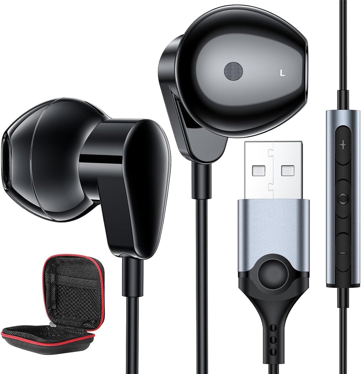 SnelShoppen - PC-hoofdtelefoon voor laptop, USB-headset met ruisonderdrukking en comfortabele oorkussens, ideaal voor gaming, videobellen en muziek lu