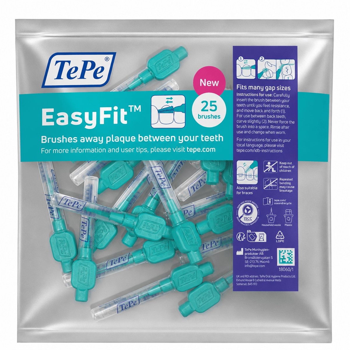 TePe EasyFit Interdentale Ragers Maat S/M Blauw (Turquoise) - 25 stuks