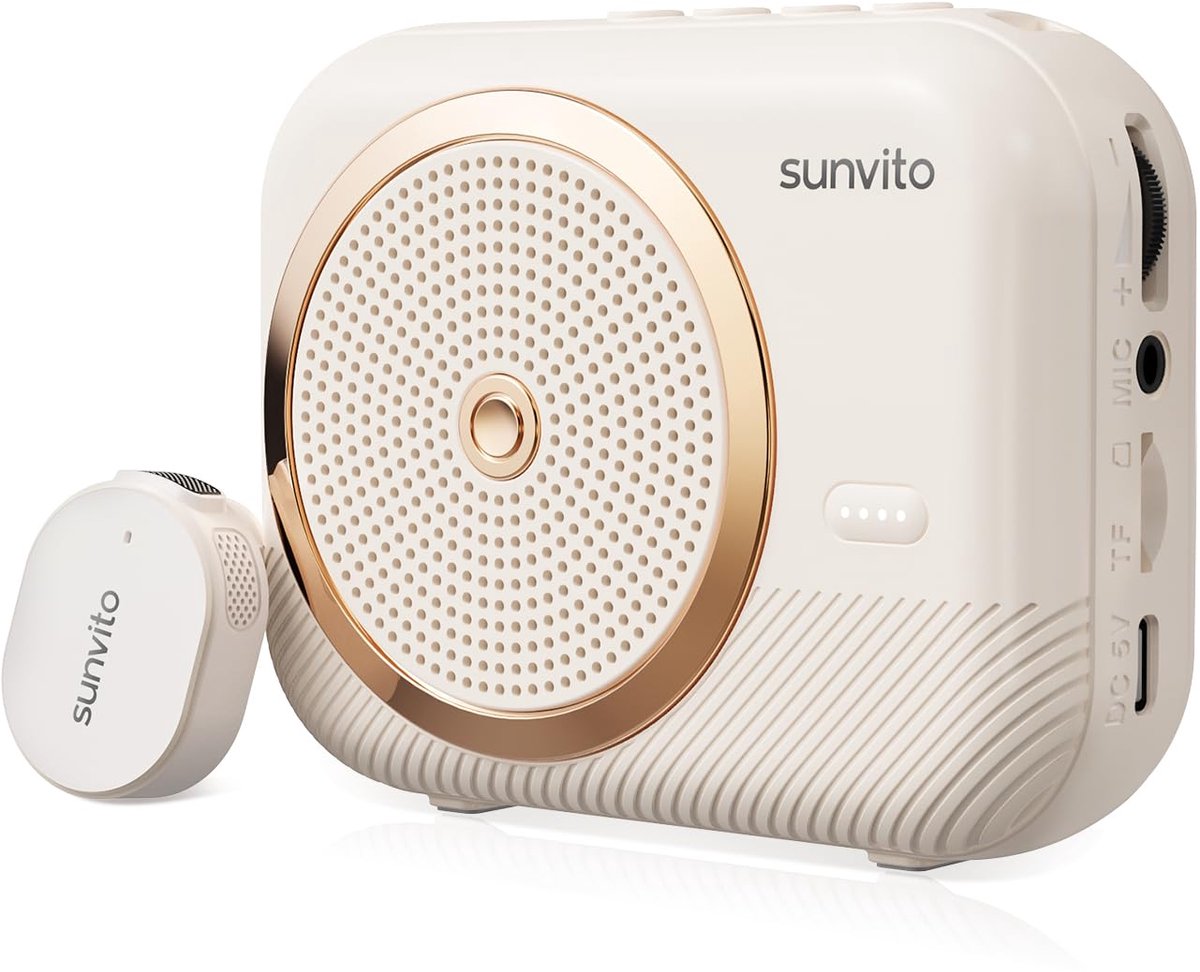 SnelShoppen - Draagbare Spraakversterker met Bluetooth-Luidspreker en 2 Draadloze Headset-Microfoons - Oplaadbare Mini Spraakversterker voor Leraren,