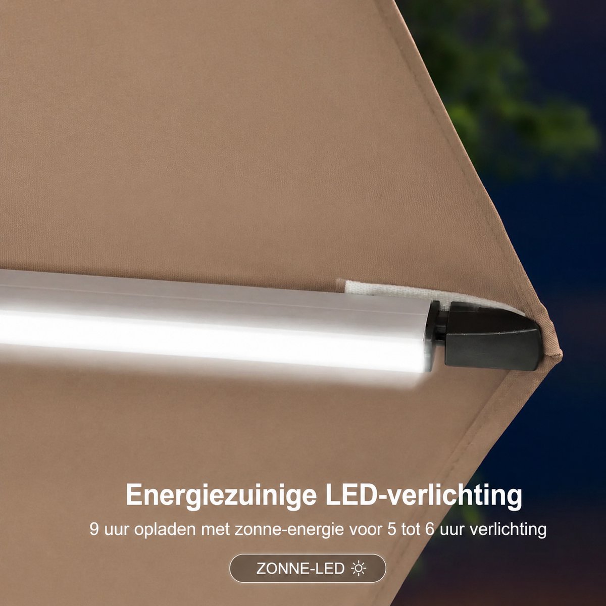 Purple Leaf Ronde zweefparasol met ledverlichting Ø300 cm - Khaki