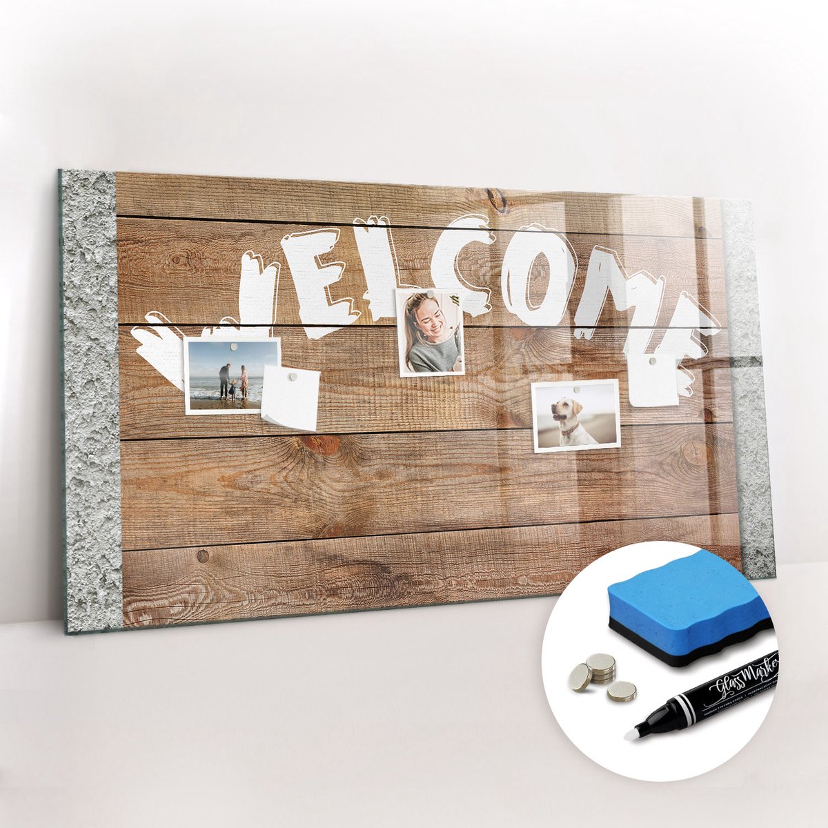 Tulup Whitebord - Welkomstbord - 120 x 60 cm - Veelkleurig Magneetbord Keuken - Gratis 5 Sterke Magneten + Whiteboard Marker & Wisser - Design Memobord - Memo Bord - Ideeënbord Thuiswerkplek