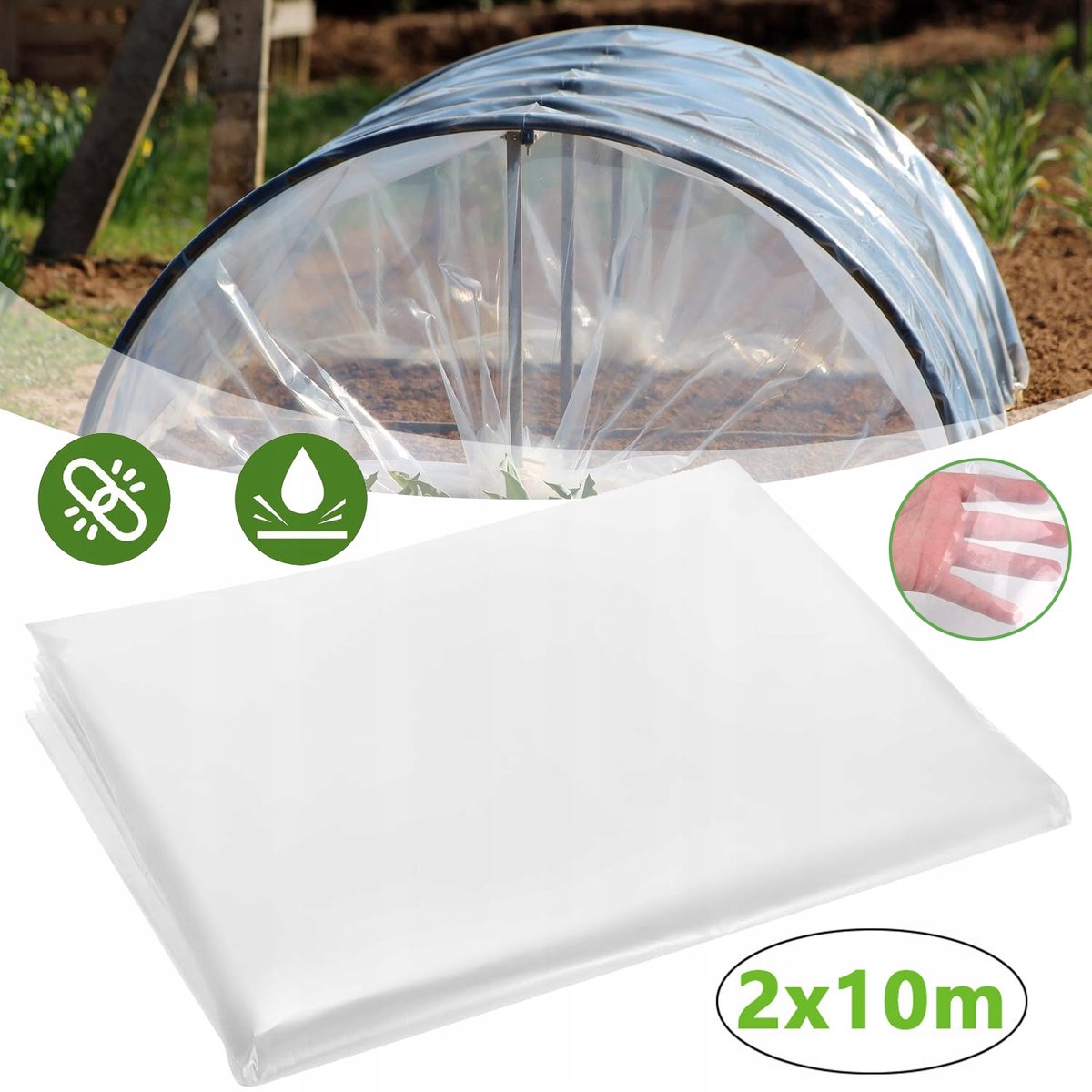 10 Meter Lange 2 Meter Brede Transparante Plastic Folie - 20 m² Zwaar Polyethyleen Anti-Veroudering Op Maat Te Snijden - Voor Plantenbescherming, Stofafdekking En Verhuizingen