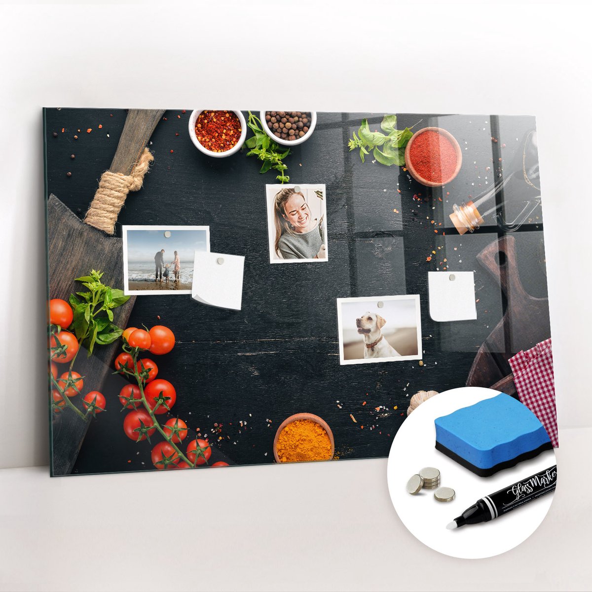 Tulup Whitebord - Keukenaccessoires - 90 x 60 cm - Veelkleurig Magnetisch Bord Kind - Gratis 5 Sterke Magneten + Whiteboard Marker & Wisser - Organizer Muur - Magnetic Board - Planning Muur