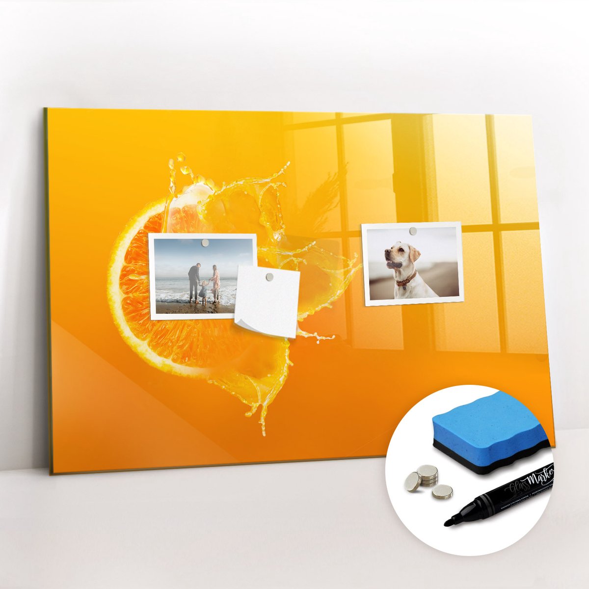 Tulup Whitebord - Oranje - 60 x 40 cm - Oranje Magnetisch Bord - Gratis 5 Sterke Magneten + Whiteboard Marker & Wisser - Organizer Muur - Magneetbord Rechthoekig - Organiseer Je Bureau