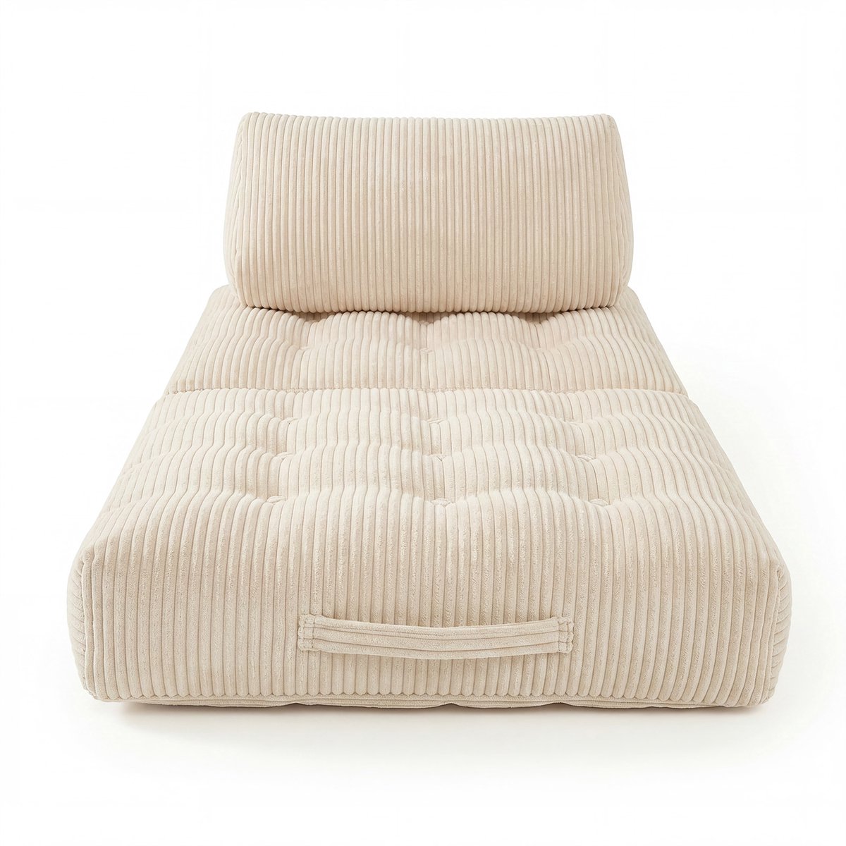 1-persoons Slaapbank – Beige Corduroy – 2-in-1 Slaapbank & Loungestoel – Uitklapbaar met Kussen – Woonkamer & Slaapkamer