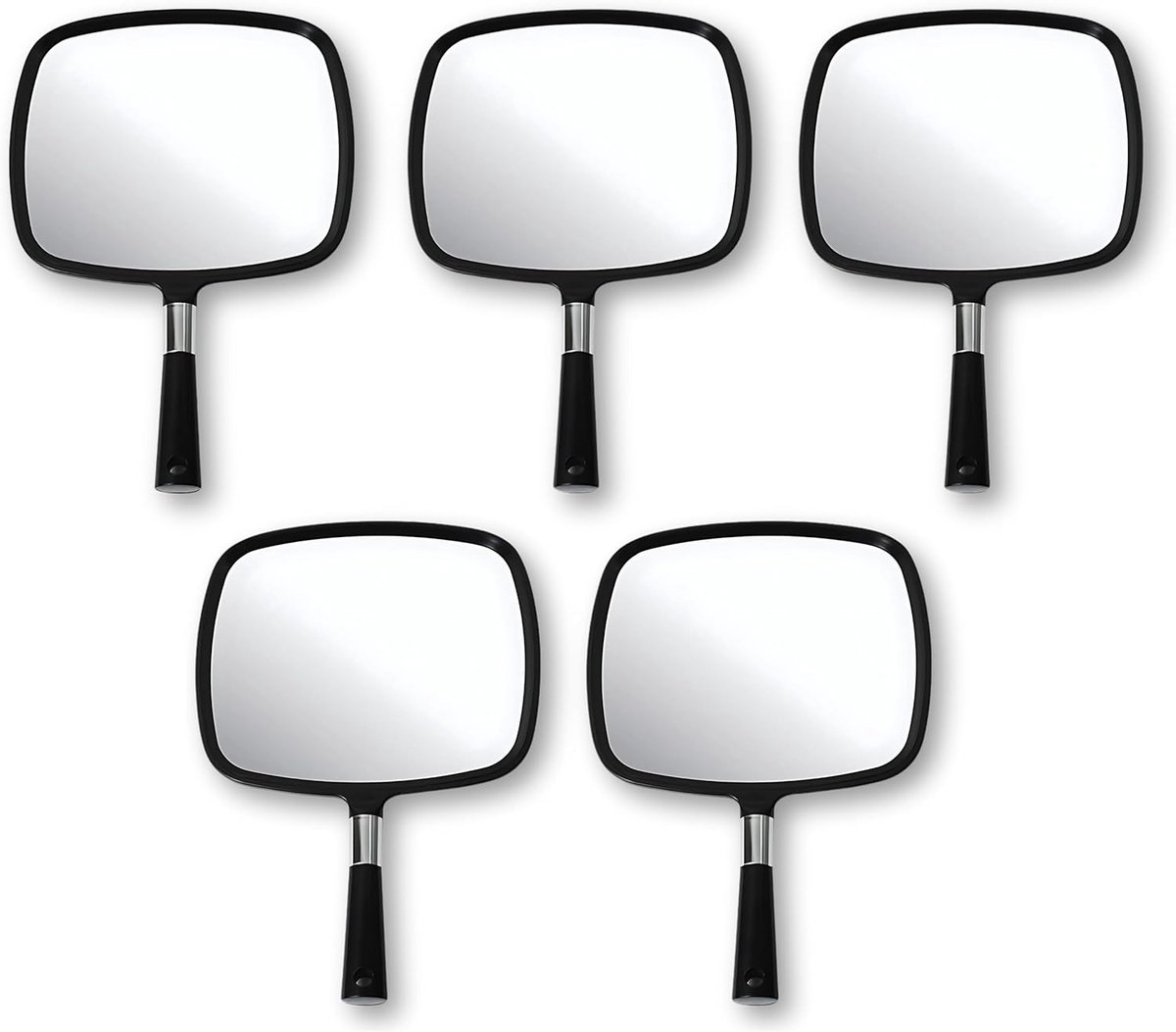 Grote en comfortabele handspiegel met handvat (zwart (5-pack)) - 33 cm x 23 cm