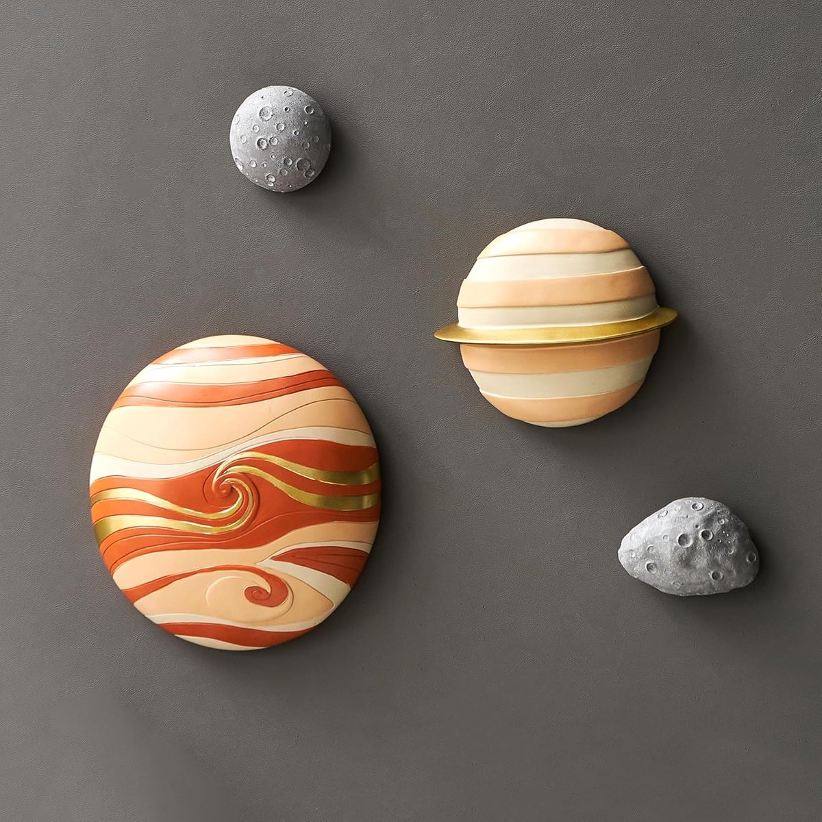 4 stuks buitenruimte planeten wanddecoratie voor jongenskamer - moderne wandsculpturen aarde zonnestelsel decoraties voor woonkamer, 3D-thema (modern, planeten B)