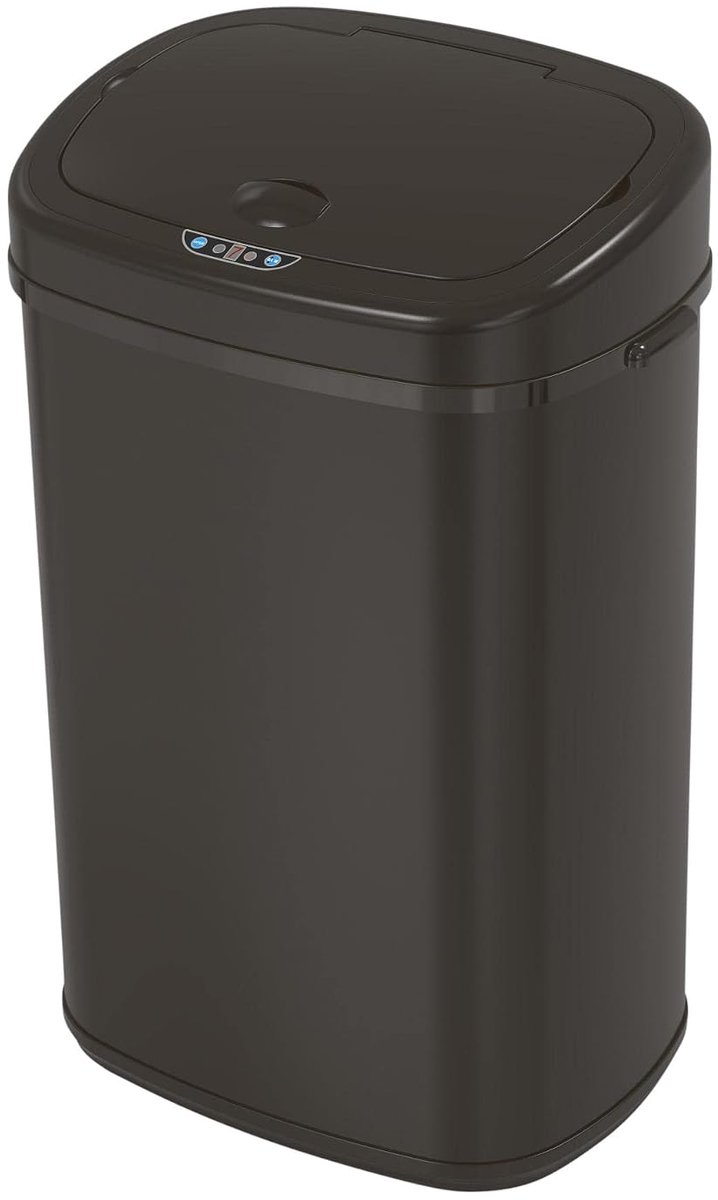 SnelShoppen - Slimme Sensor Afvalbak 58 Liter - Zwarte Rechthoekige Prullenbak met Deksel - Automatische Opening voor Keuken, Tuin en Feestjes