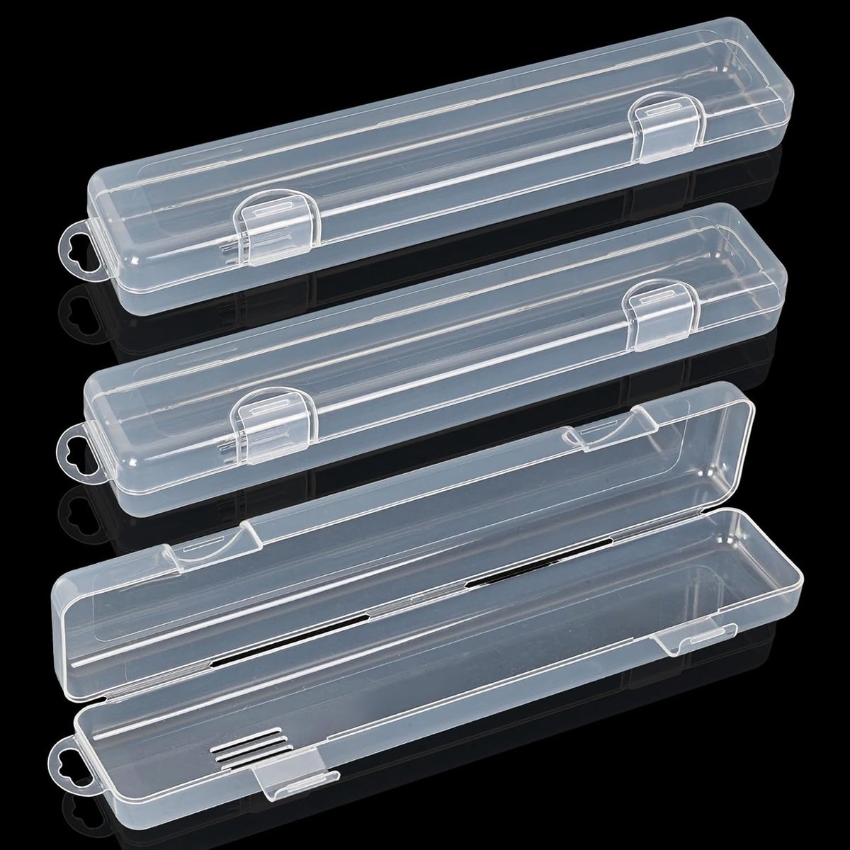 Bestekbox 3 Stuks, Draagbare Bestekhouder 23,5 cm, Kunststof | Herbruikbare bestekbox met 3 stuks voor onderweg. Compacte kunststof houder voor school, reizen, camping en picknick