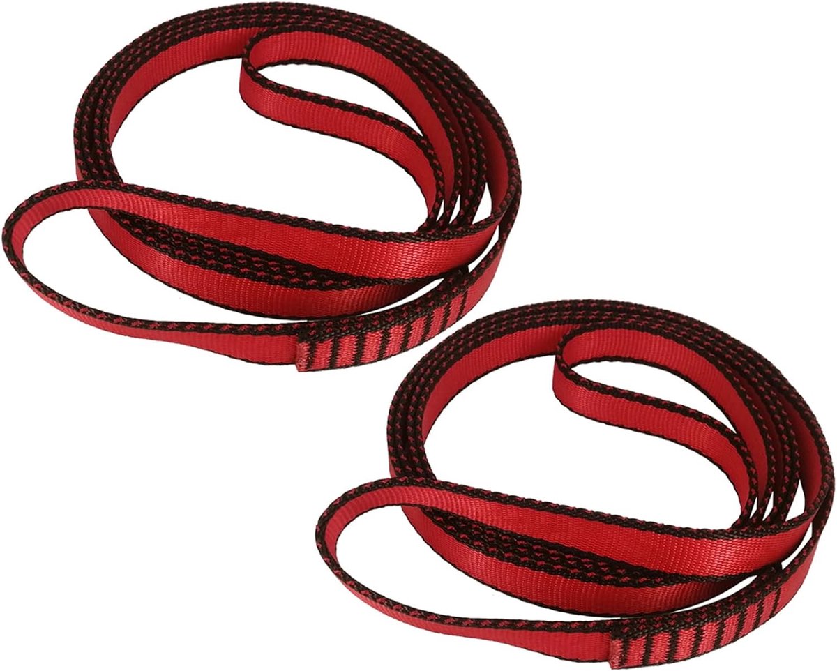 18 mm nylon klimslingloper, 23 KN nylon touw, van toepassing op rotsklimmen, bergbeklimmen, wandelen, bergafwaarts, nooduitrusting, enz. (rood (2 stuks), 120 cm/48 inch)