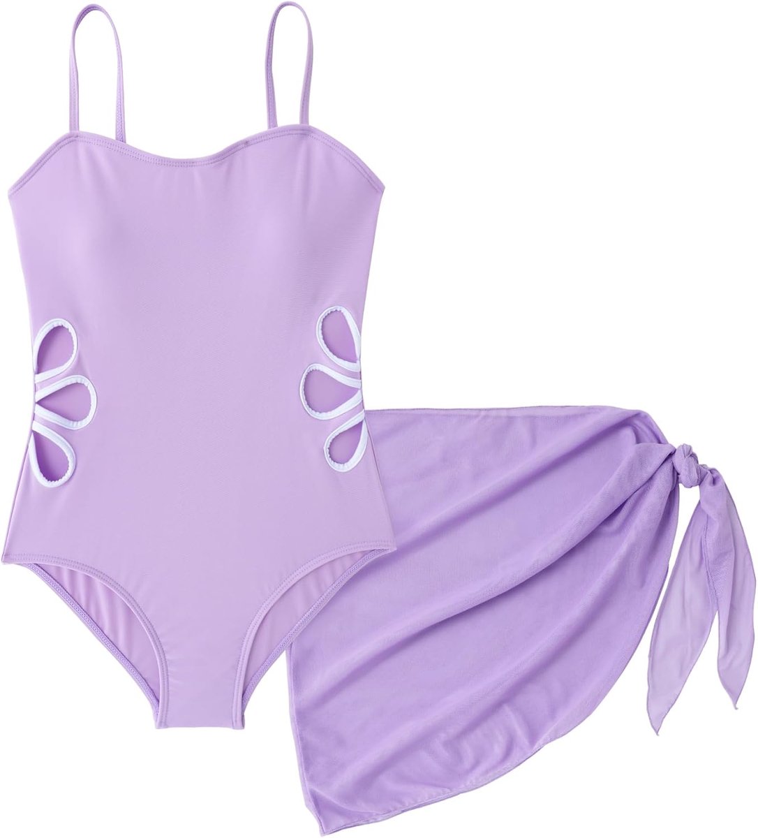 Badpak voor meisjes, eendelig, mouwloos, met bloemen, uitgesneden badmode, meisjes, zwemkostuum, cover-up, 7-16 jaar