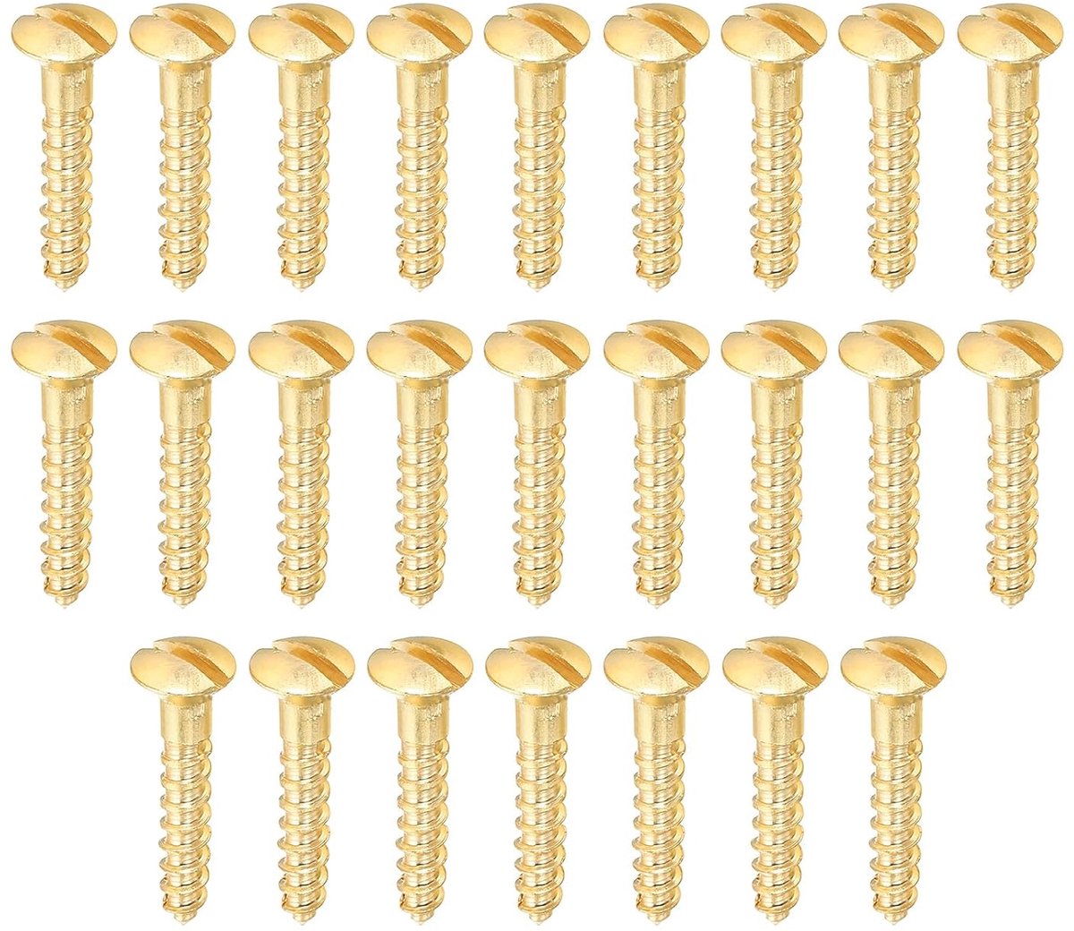 M3 x 16 mm sleuf holschroef set van 25 massief messing ovale kop platte kop zelftappende schroef voor houten meubelverbinding goudkleurig