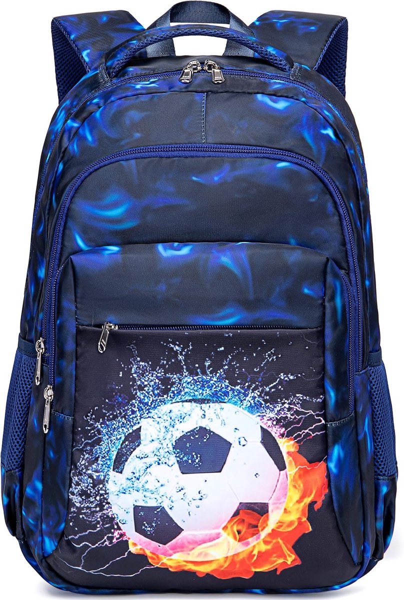 Schoolrugzak voor jongens, tieners, meisjes, schooltassen, kinderen, rugzakken, waterdicht, lichtgewicht, schooltas, geweldig als schoolcadeau, blauw, L