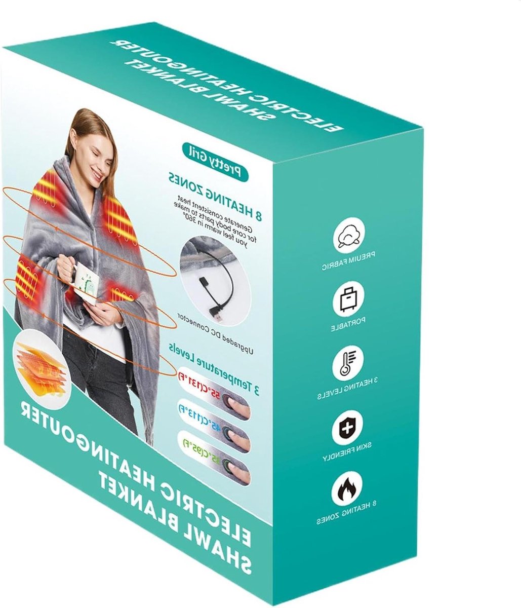 Elektrische Poncho - Verwarmde Deken - Comfort Thuis - Snelle Verwarming - 150 x 80 cm - Meerkleurig
