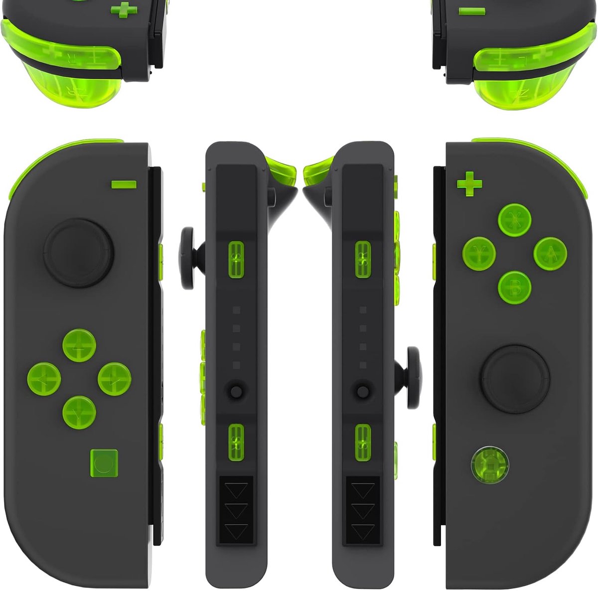 eXtremeRate Transparante Limoengroen ABXY Richtingstoetsen SR SL L R ZR ZL Triggerknoppen Veren, Volledige set Knoppen met Gereedschap voor Nintendo Switch & Switch OLED Joy-con - JoyCon Shell NIET inbegrepen
