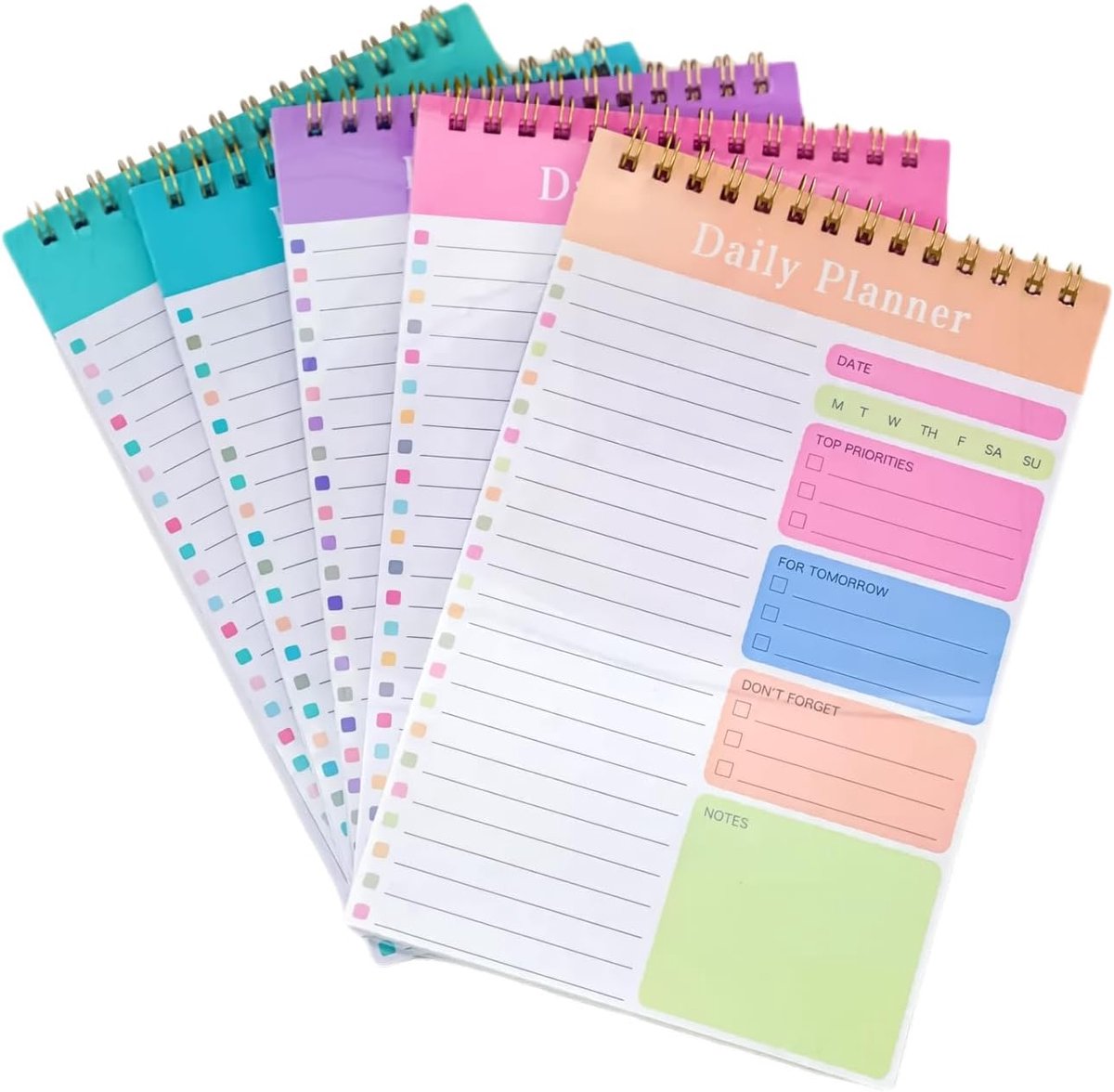 SnelShoppen - Daily Planner 5 Pack A5 Onbedrukt Notitieboek met 30 Bladen per Pad, ADHD Planner voor Volwassenen met Focus Pagina's, Taaklijst en Doel
