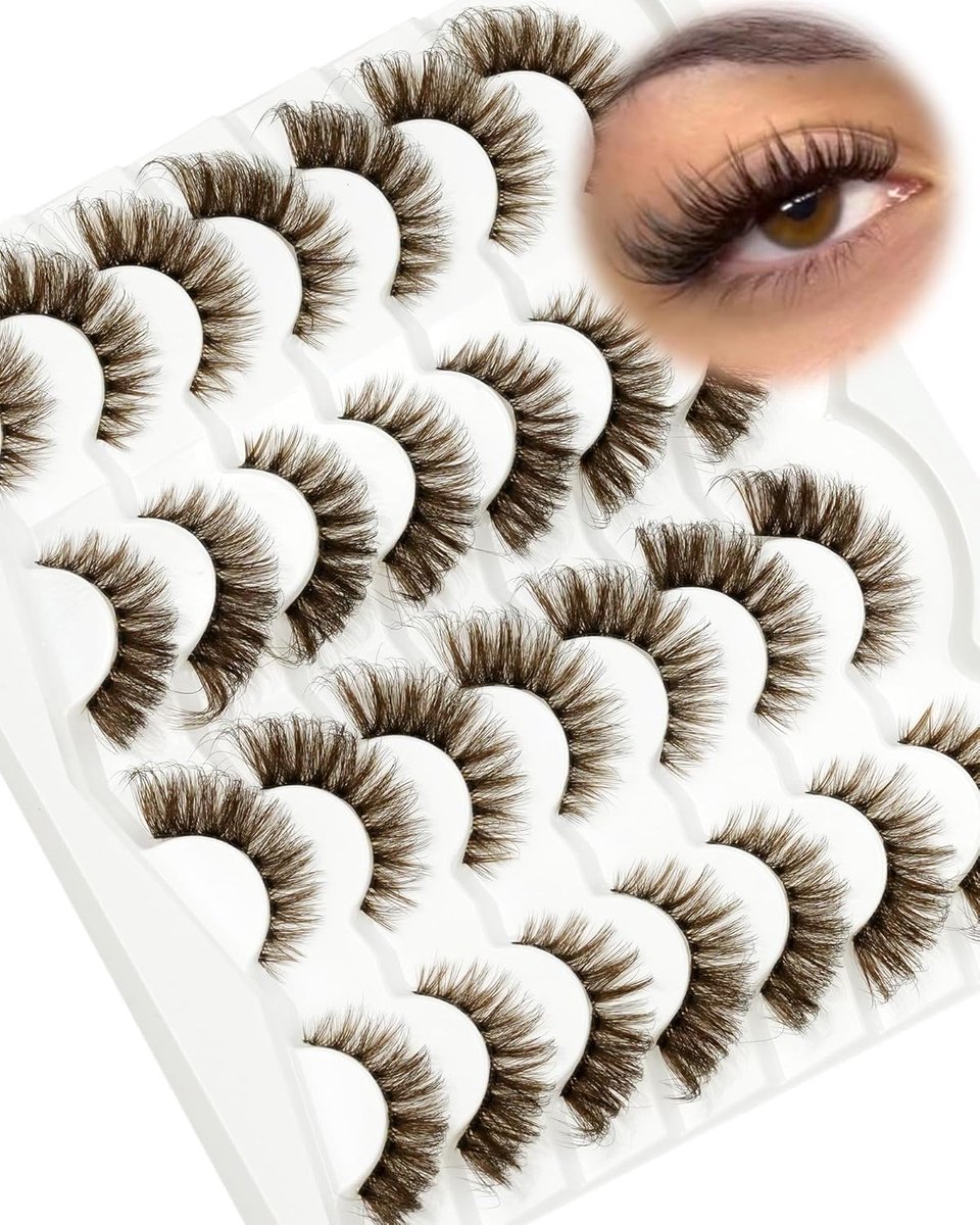 Valse Wimpers Fluffy Strip Lashes D Curl Fox Eye Lashes Brown Eyelashes 14pairs Cat Eyelashes Soft and Reusab 100% Handmade by Obeyalash (Style-Brown DG18)