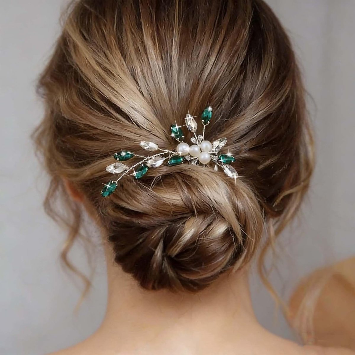 Kam Kristal Parel Voor Bruiden Groene Kristal Haar Kam Strass Handgemaakte Bruid Kam Smaragd Blad Cz Parel Zijkam Haaraccessoires
