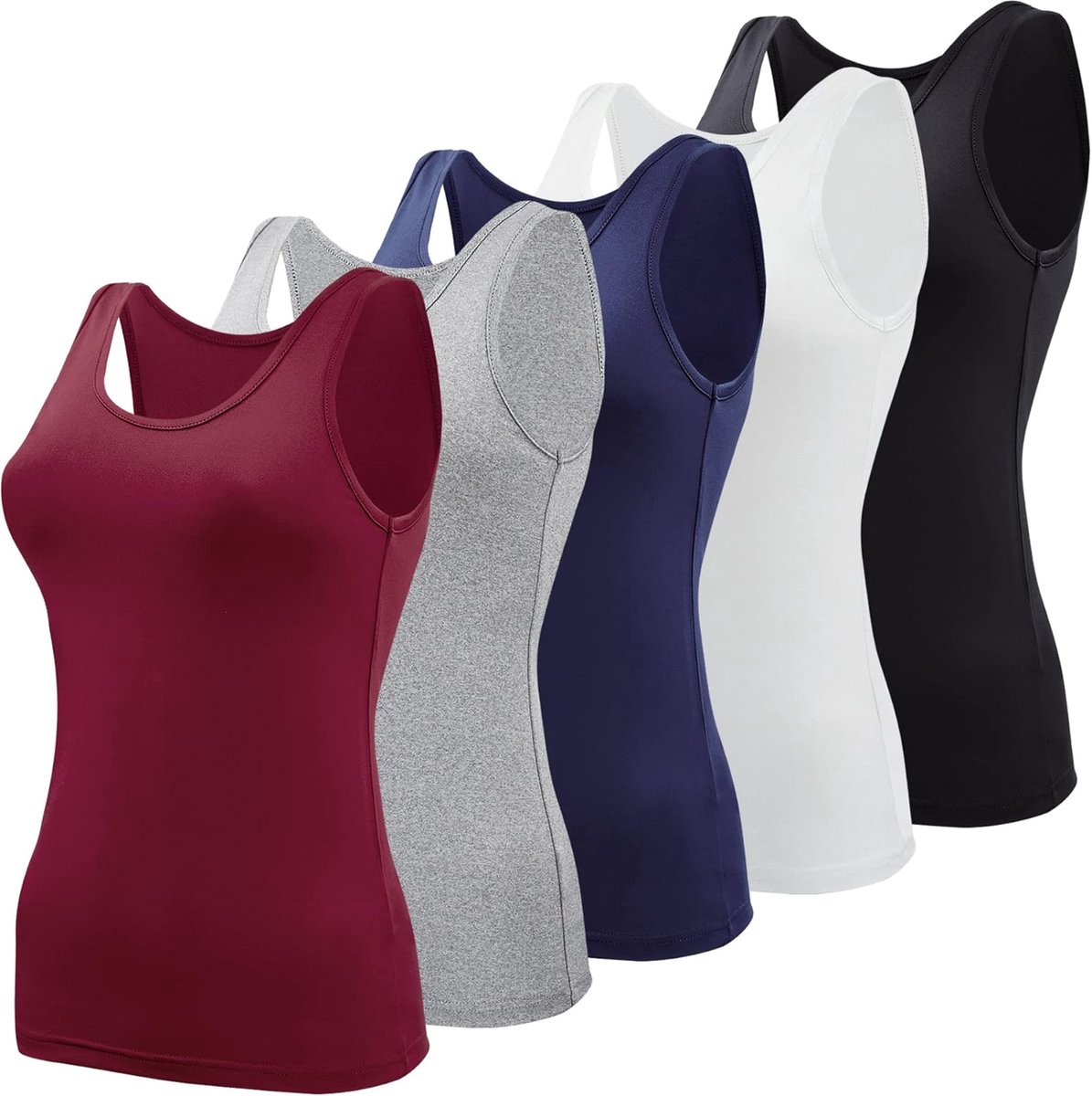 Basic tanktops voor vrouwen, onderhemd, mouwloos voor onder shirts, 5 stuks