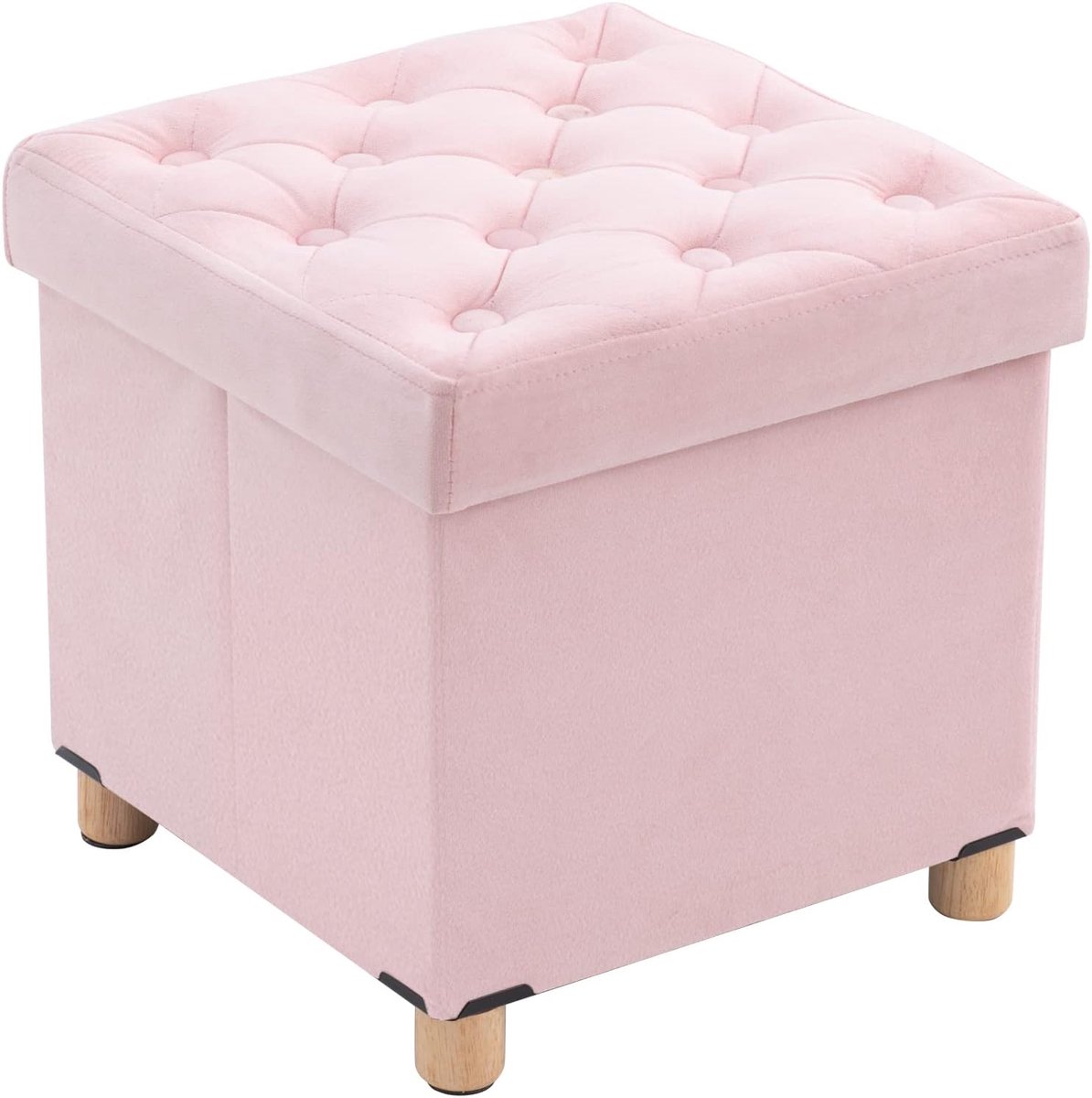 Pouf met opbergruimte 40 x 40 cm - Vouwbare fluwelen poef met poten - Luxe design - Ideaal voor slaapkamer en woonkamer - ShopVlot