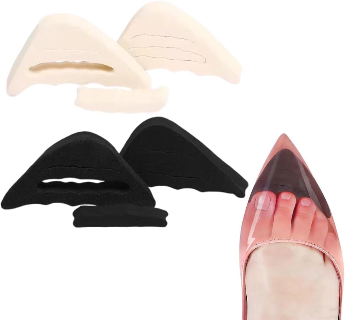 2 paar verstelbare vulstoffen voor schoenen, schuimrubberen inzetstukken ter vermindering van het aantal en voorkomen van wegglijden, voor dames en heren, hoge hakken, ballerina's en schoenen
