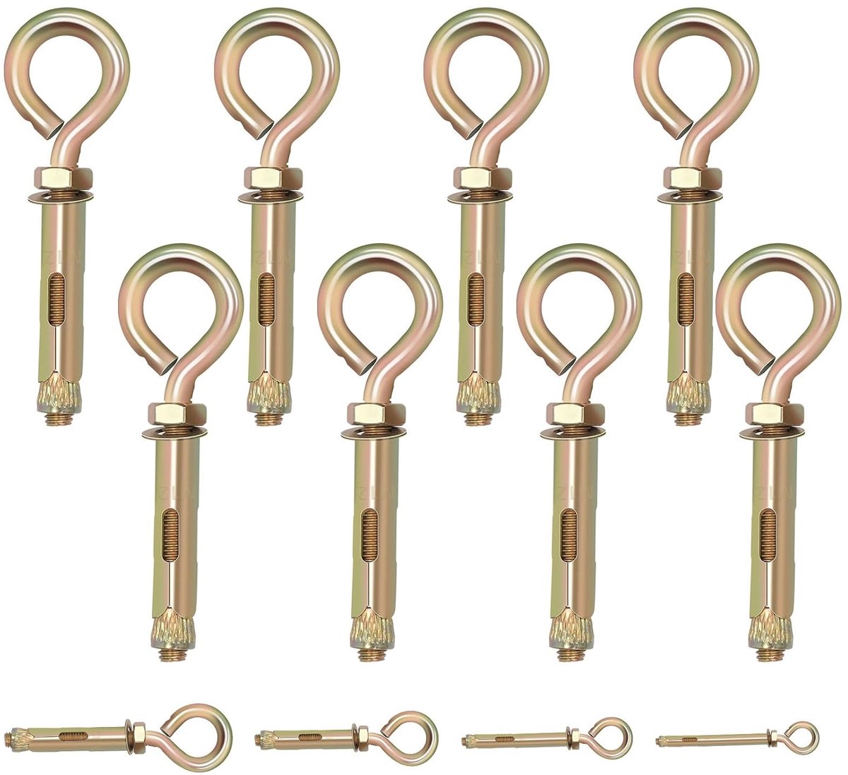 SnelShoppen - 8-Piece M12 Betonnen Oogschroeven Heavy Duty - Robuuste Carbon Staal Oogschroeven voor Wand en Plafond - 4.47 Inch - Voor Metselwerk en