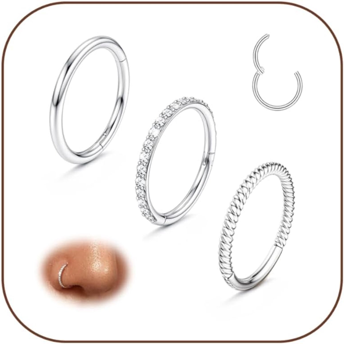 3Pcs Neus Ring Chirurgisch Staal Voor Vrouwen Neus Piercing Sieraden
