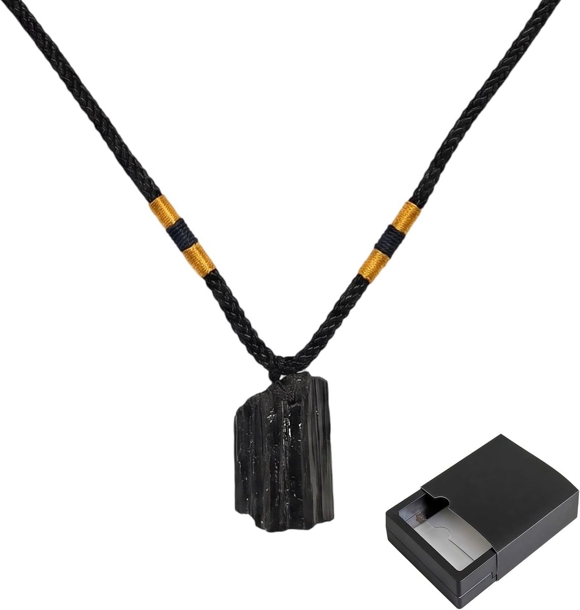 Toermalijn Ketting - Ruwe Kristal Hanger met Wascordon voor Heren en Dames - Natuurlijke Edelsteen Beschermsteen Sieraden met Geschenkdoos
