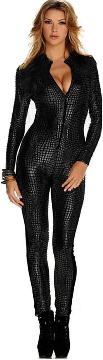 Kattenkostuum voor Dames, Slangenhuid, Strepen, Club, DS Lak, Pak, Strakke Kleding, Slangenhuid-Overalls, Catwoman Kostuum, Volledig Pak