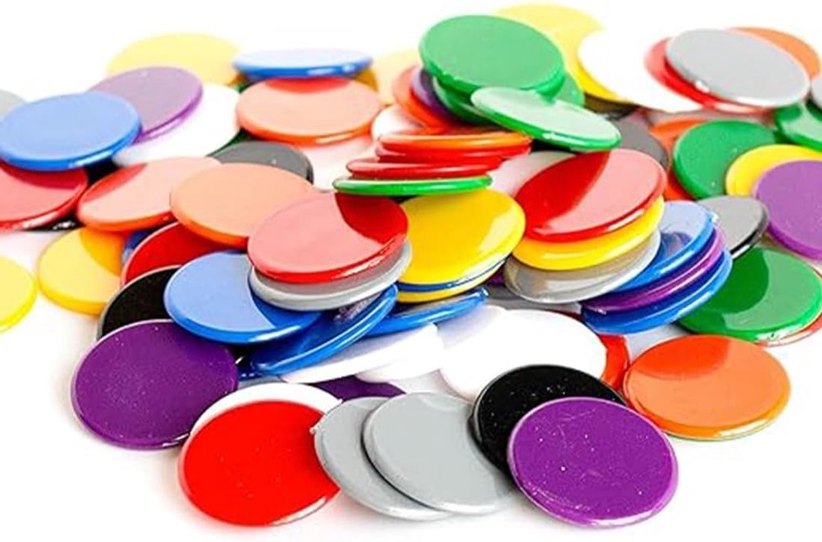 Bingo chips, Bingo Marker, transparante kunststof markers, bingo-chips, telchip van kunststof, gekleurd, voor gezelschapsspel, meerkleurig, willekeurige kleur