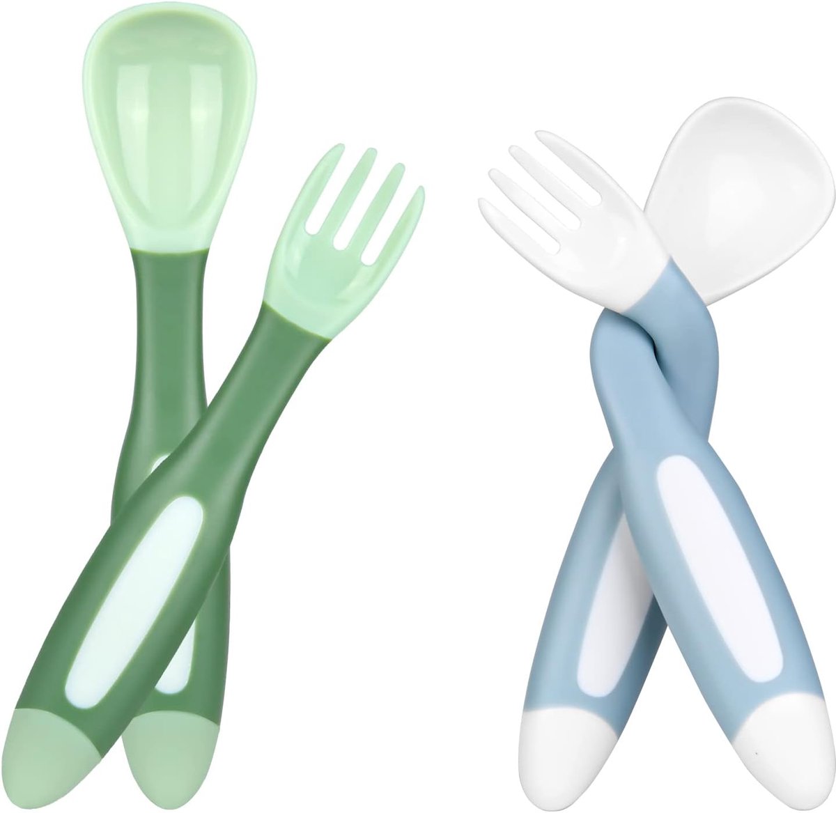 Babylepel, 2Stuks Baby-Feeding Lepels, veilig Kinderbestekset voor links- en Rechtshandigen, Kindervoedertraining Eenvoudiger