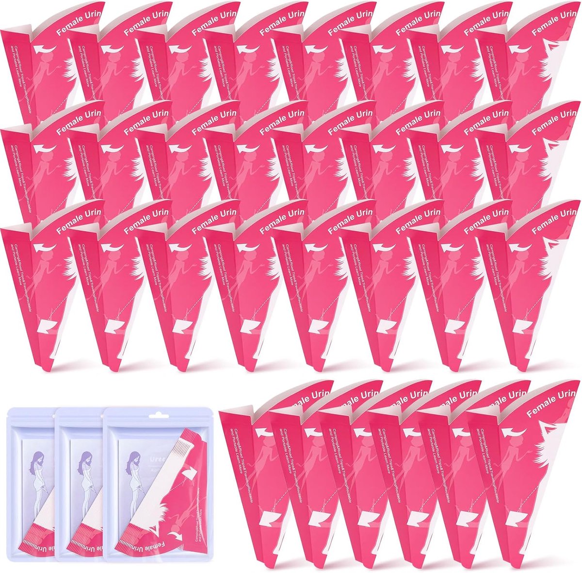 30 stuks urinella voor vrouwen, plashulp voor vrouwen, wegwerp urinoir, staand, plashulp voor wandelen, auto, outdoor-activiteiten, reizen en campingaccessoires