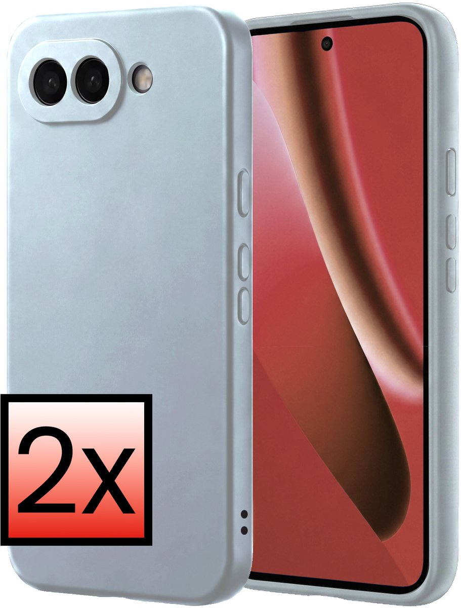 Hoesje - 2 Stuks - Geschikt voor Google Pixel 10a - Sterk & Shockproof - Case Siliconen - Back Cover - Telefoon Hoes - Lichtblauw