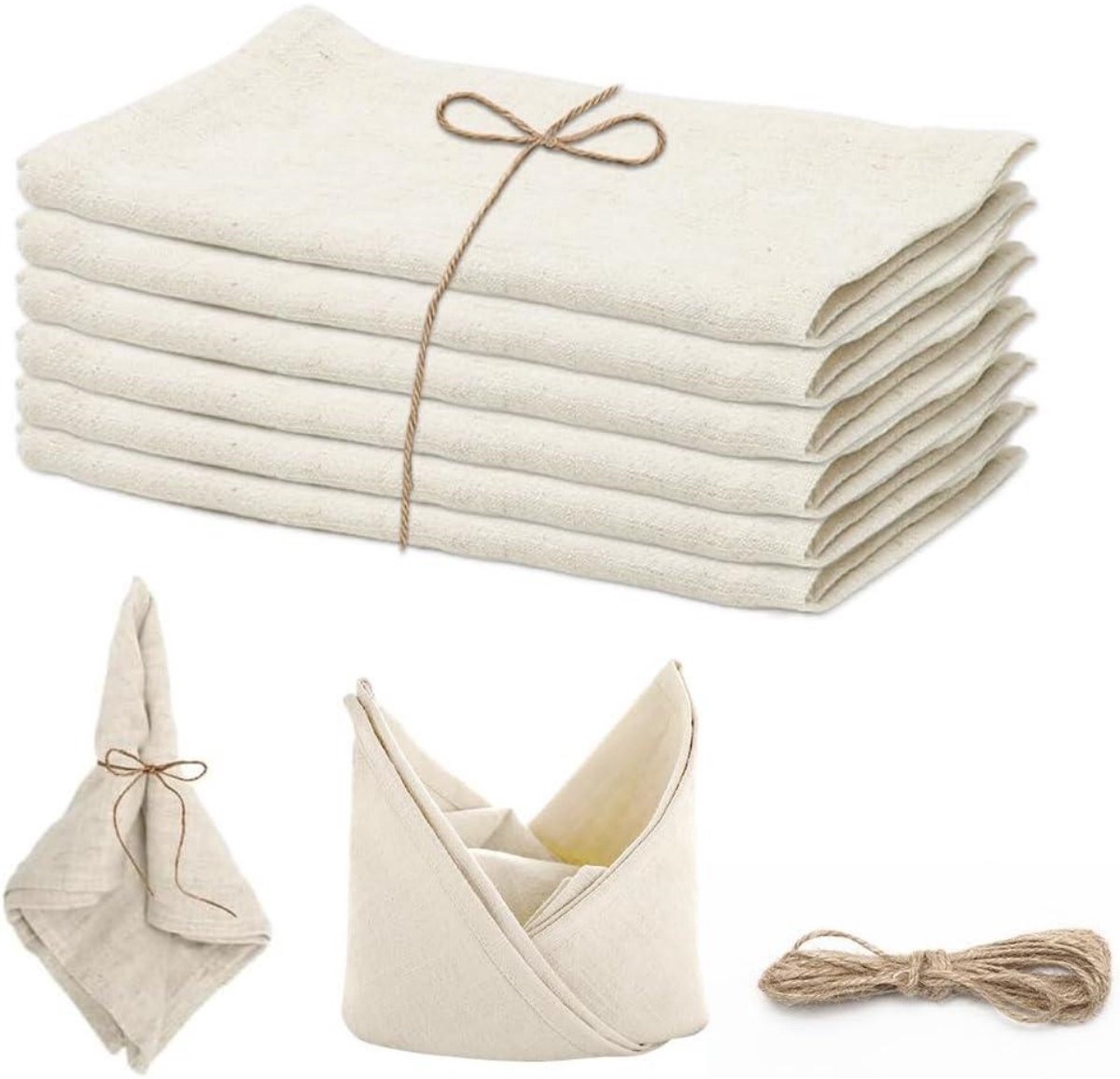 SSTRWGOOD 6 Stuks Stoffen servetten - Katoenen Leinenservietten - 40x40cm - Zachte, Wasbare & Sneldrogende Servetten - Geschikt voor Hochzeit, Dinner, Party en Restaurantgebruik - Herbruikbaar en Absorberend