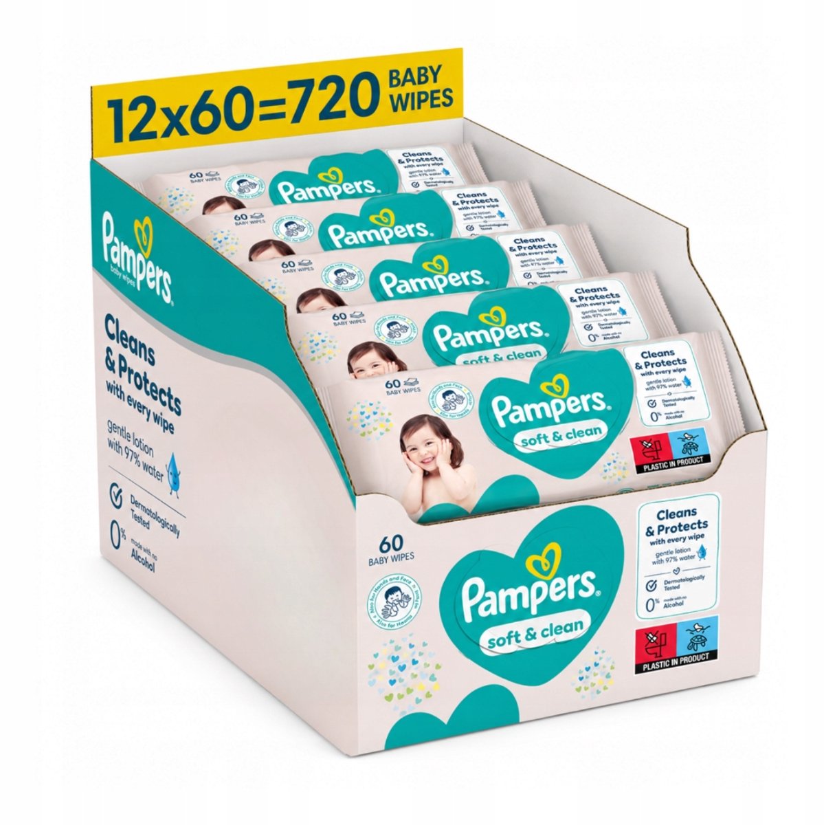 Pampers Soft & Clean Babydoekjes – – 720 Babydoekjes –