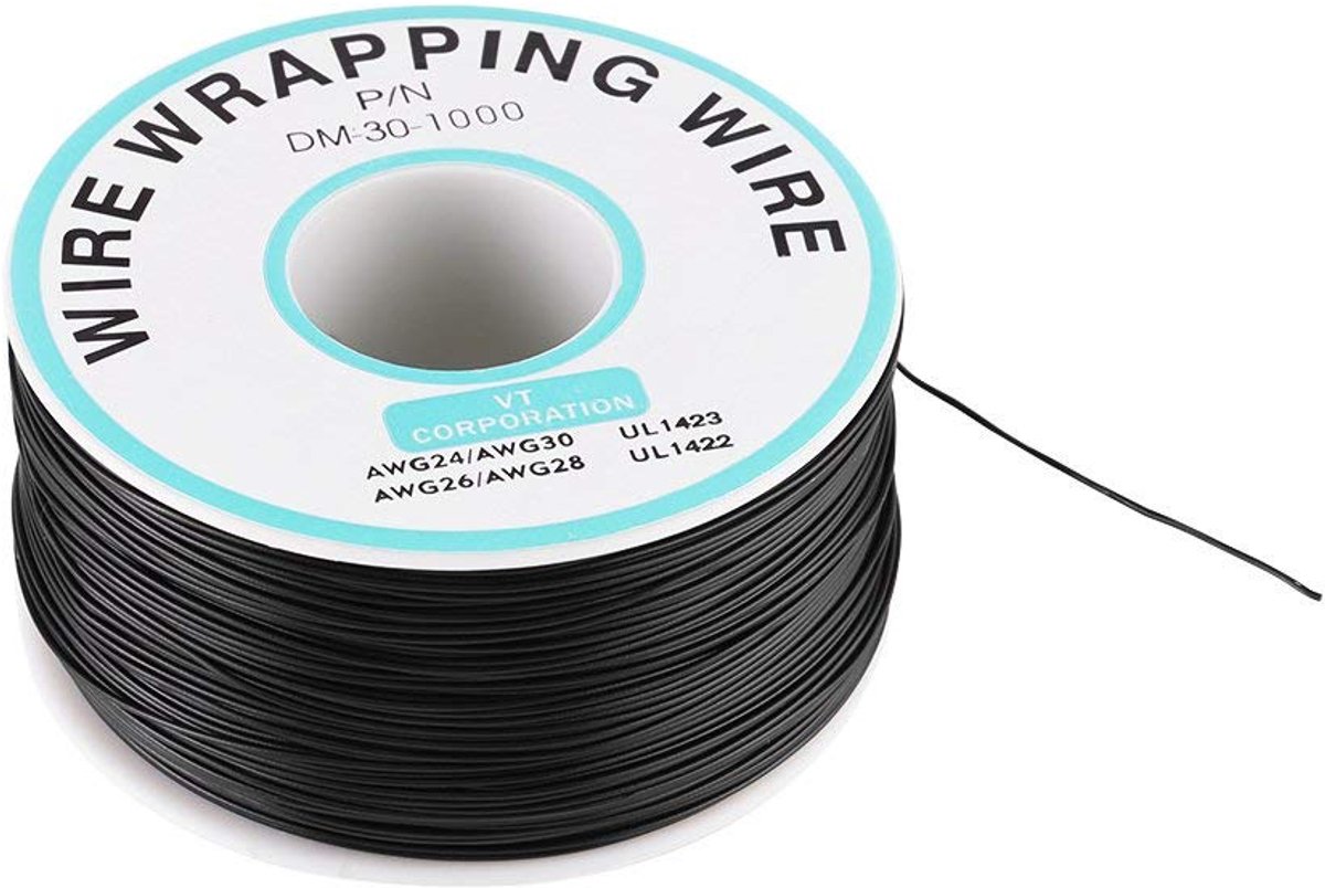 SnelShoppen - 30AWG Draadverpakking 0.25mm Enkele Draad 250m Verzinkt Koper Kabel 105 Celsius Kabel Rol met Kunststof Spoel