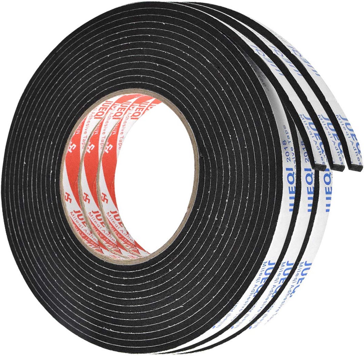SnelShoppen - Dubbelzijdige tape - 3 stuks foam tape, 3 mm × 10 mm × 5 m, robuust, waterproof, zwart, binnen/buiten afdichtingstape voor ramen en deur